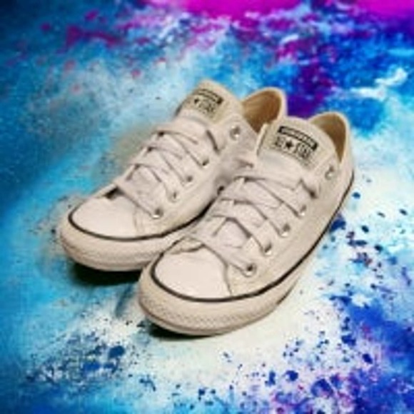 Converse All star white low top leather womens 6.5 - Picture 1 of 8